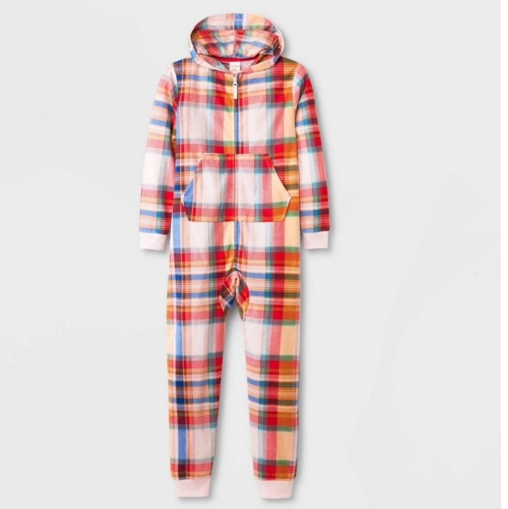 Girl's One Piece Plaid Union Suit Pajamas - Cat & Jack - Size Is S(6/7)